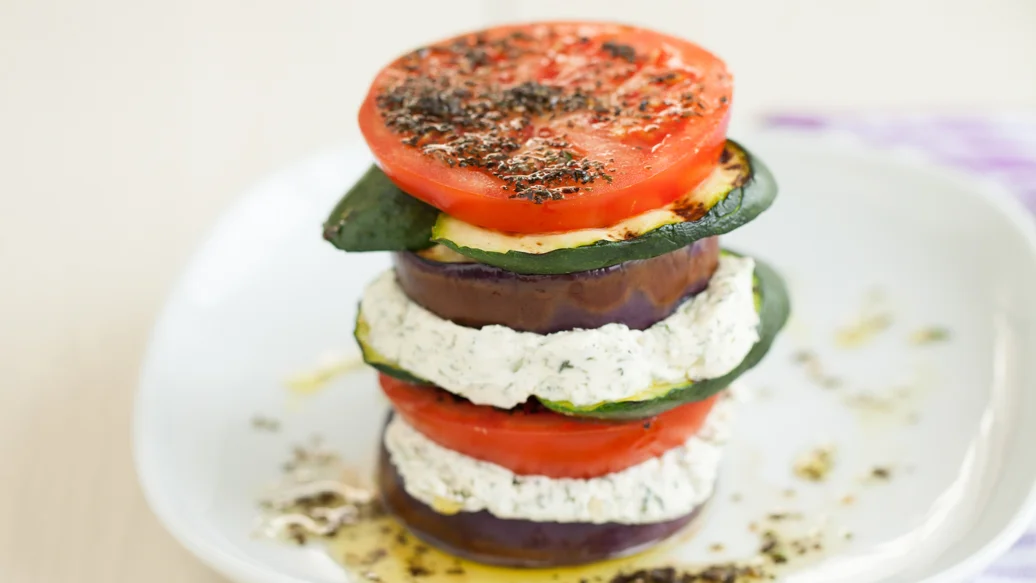 Grilled Zucchini and Eggplant Stacks