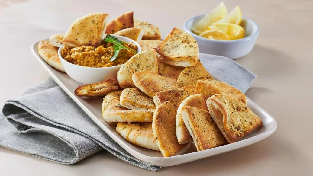 Lemony Baked Pita Wedges