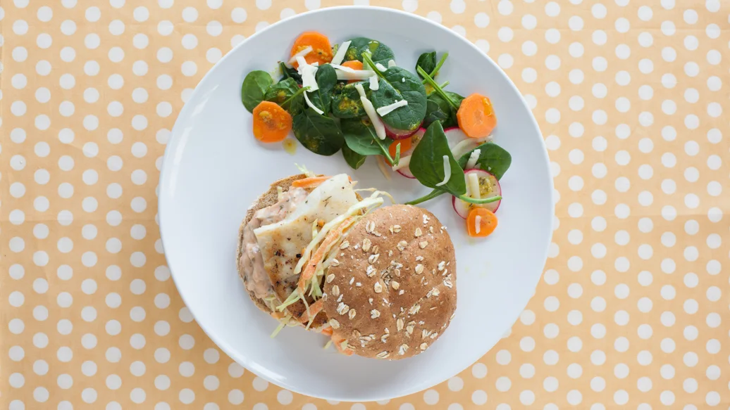 Halibut Burgers with Coleslaw