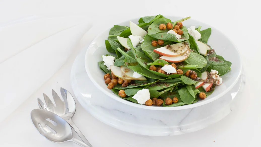 Roasted Chickpea Spinach Salad