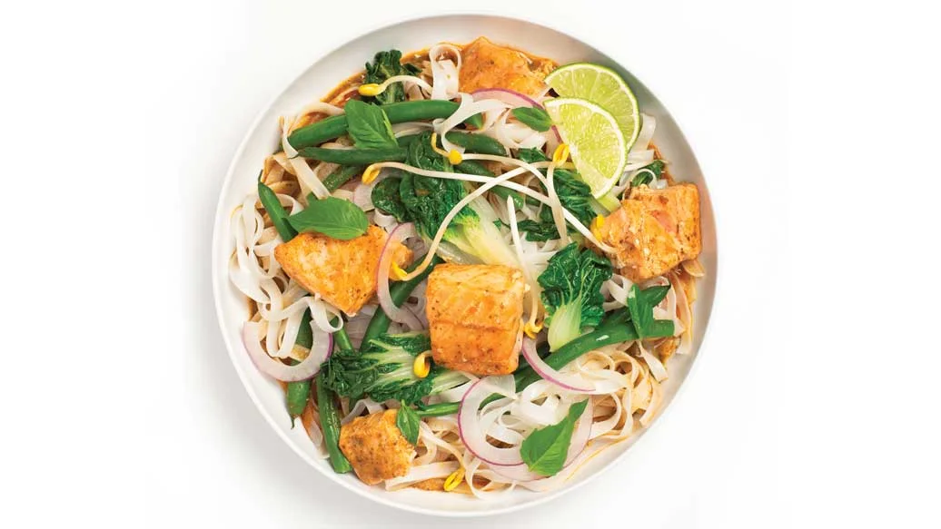 Thai Red Curry Salmon Noodle Bowl