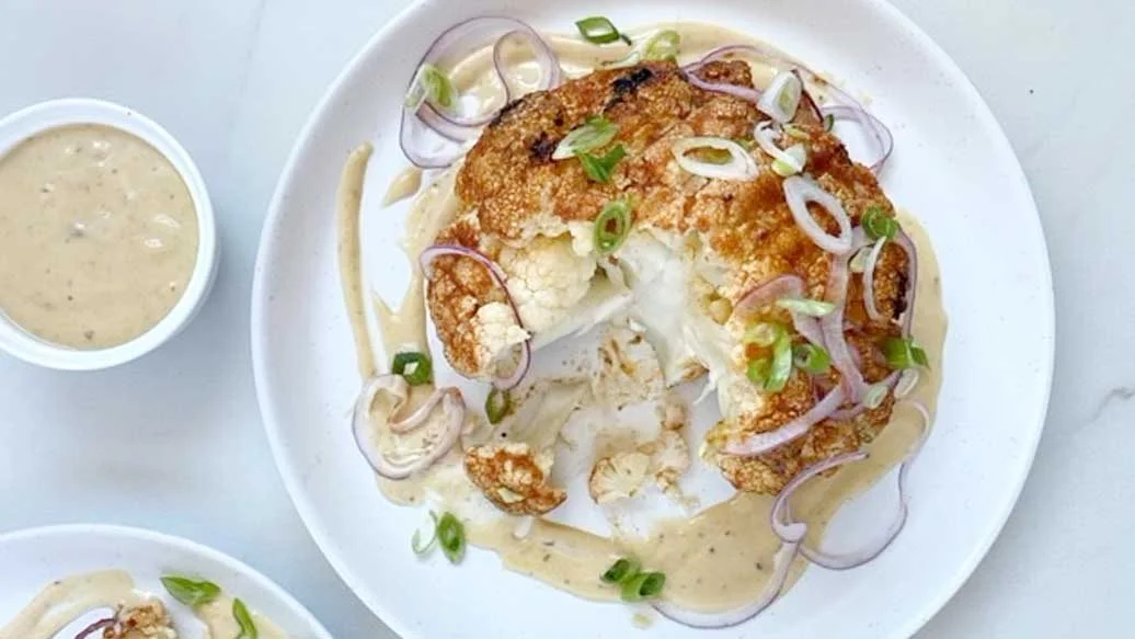 Grilled Summer Cauli with Creamy Garlic Mayo