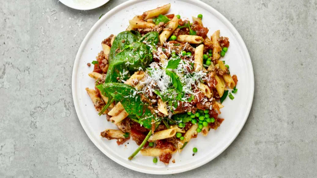 Penne aux légumes verts