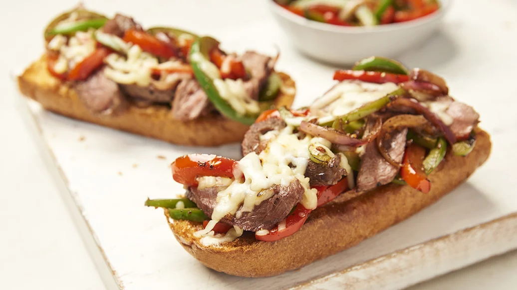 Epic Cheese Steak Crostini Sandwich