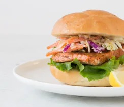Fish Burger with Savoury Coleslaw