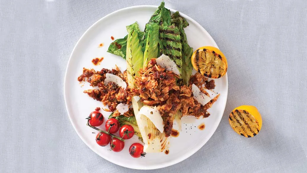 Pulled Chicken Grilled Caesar Salad