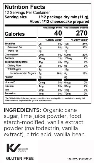 Citrus Lime No Bake Cheesecake Mix (single)