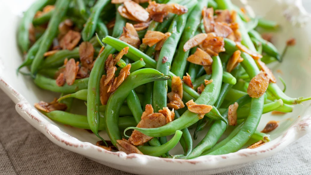 Haricots verts avec amandes épicées