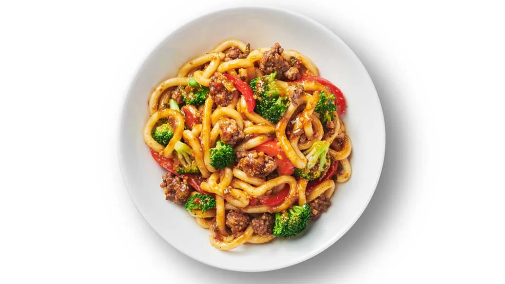 Ground Beef & Udon Noodle Stir-Fry