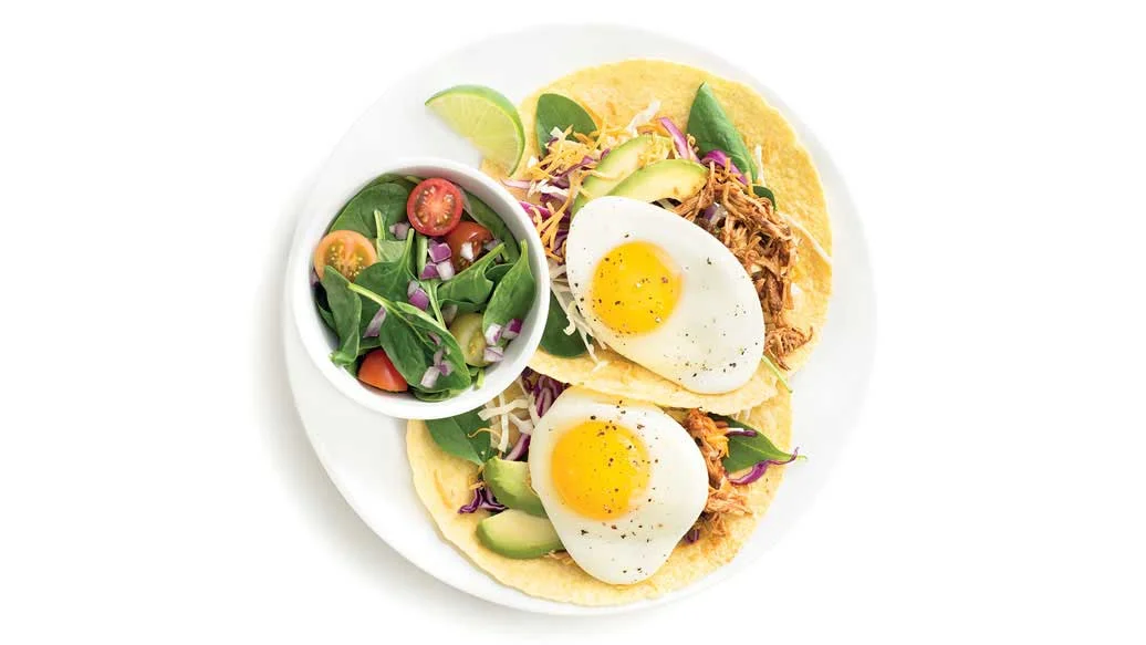 Tostadas déjeuner au poulet effiloché