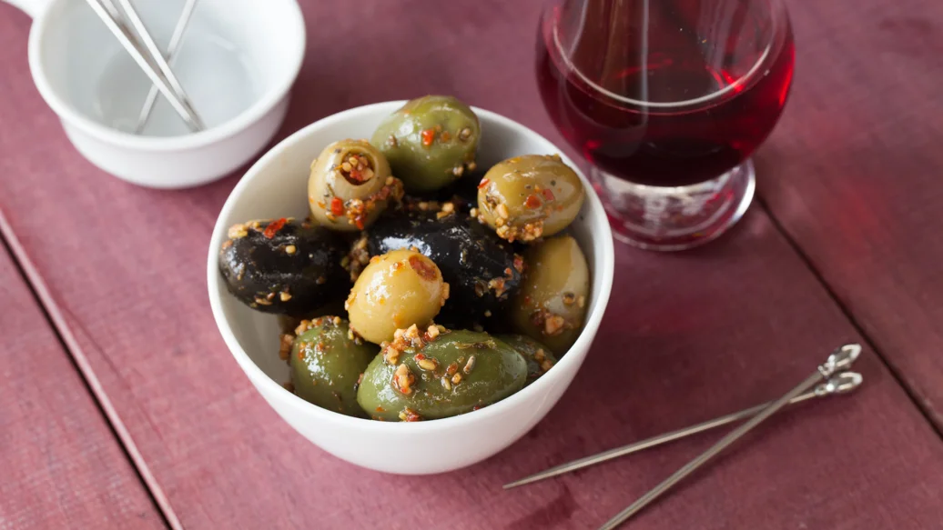 Pesto Marinated Olives 